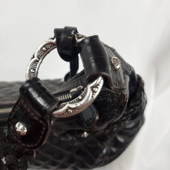 Brighton Black Quilted Leather Braided Trim Large Shoulder Bag - Picture 11 of 16